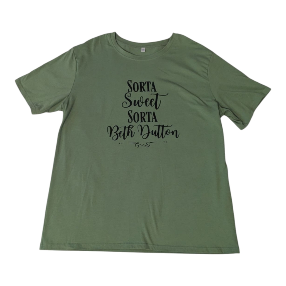 Yellow Stone Sorta Sweet Sorta Beth Dutton Green SS Graphic T-shirt Women's 2XL